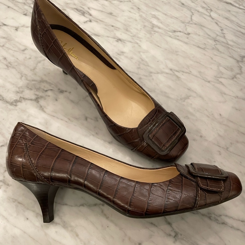 Cole Haan Brown Leather Kitten Heels